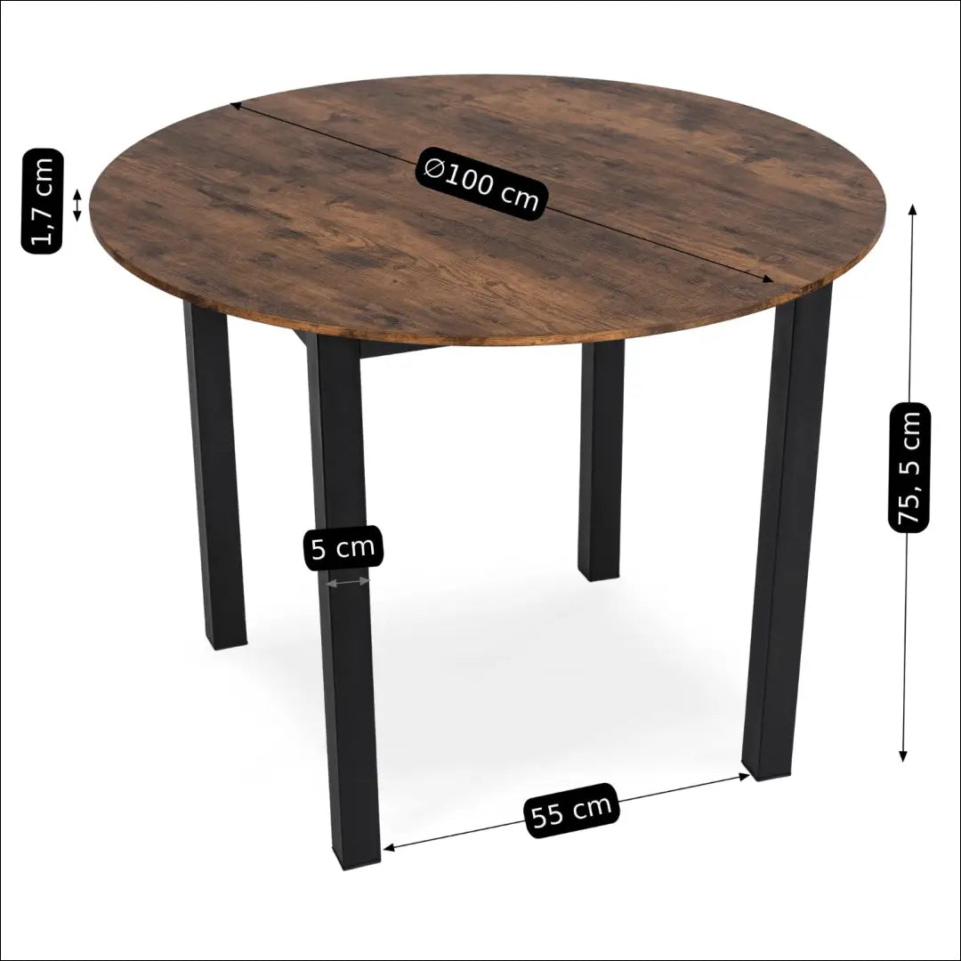 Stalas apvalus iš MDF juodos spalvos / ąžuolo 100 cm TE350 - €156 Save 15% 100-200, __label:Pristatymas 5-14 d.d.,