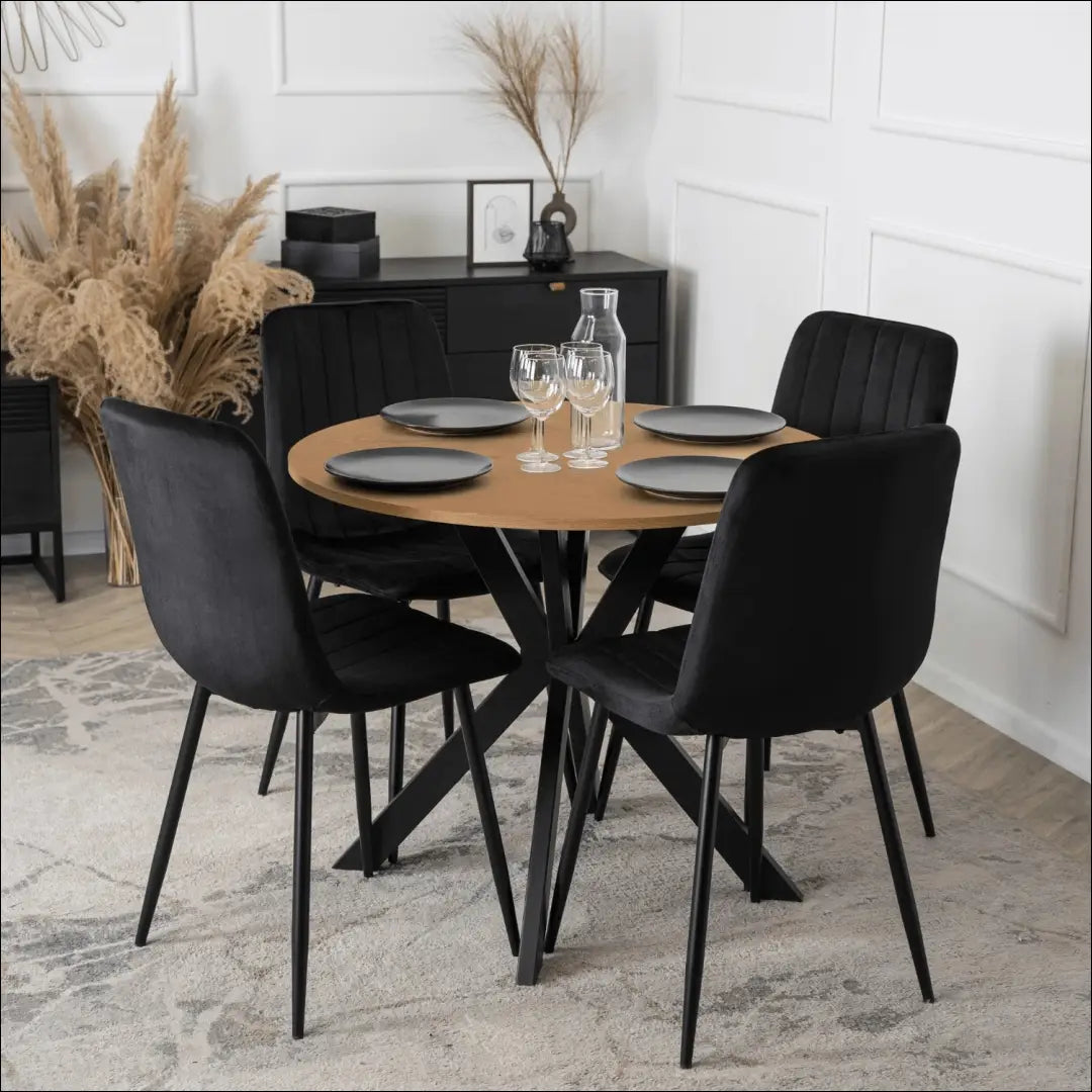 Stalas apvalus iš MDF juodos spalvos / ąžuolo 80 cm TE623 - €104 Save 15% 100-200, __label:Pristatymas 5-14 d.d.,