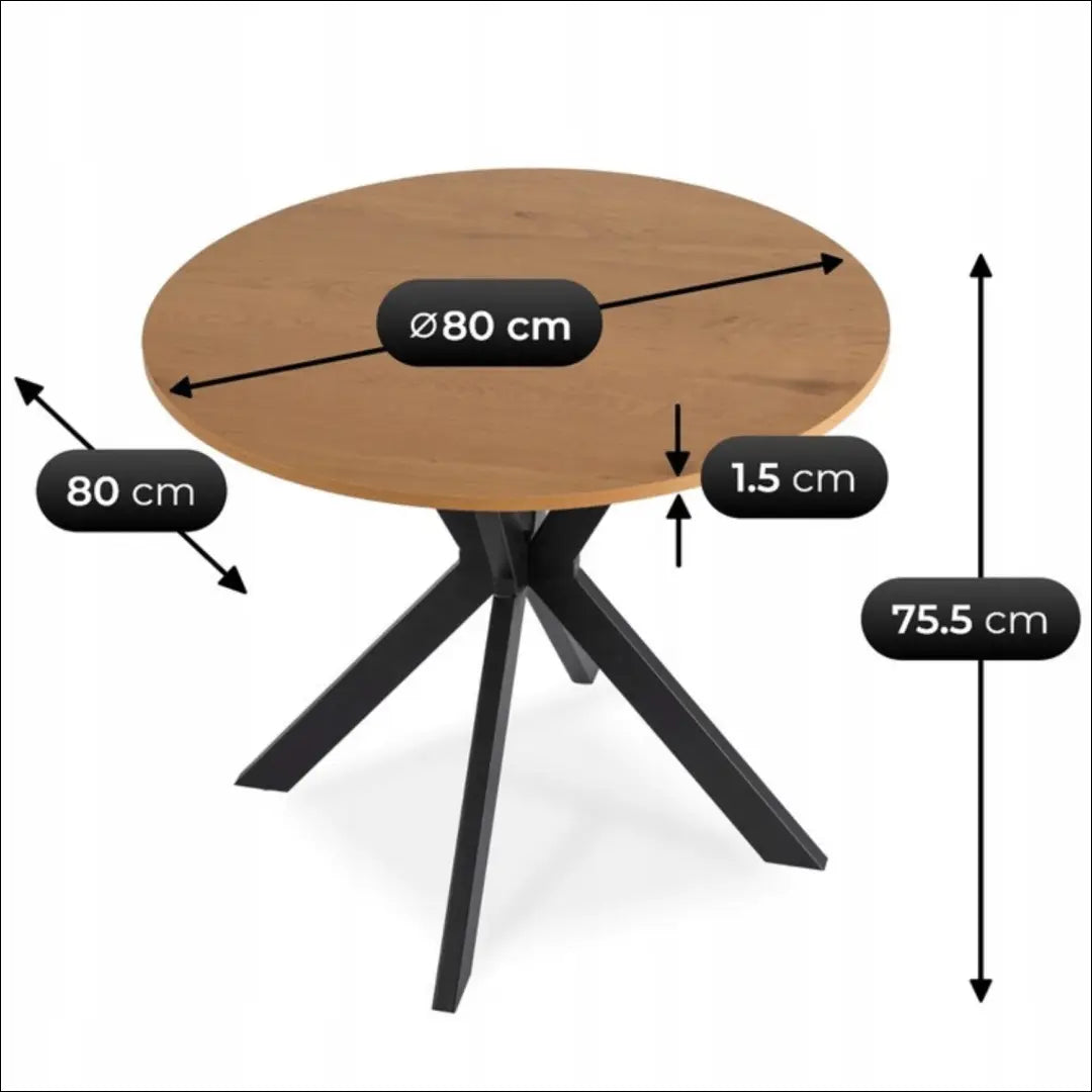 Stalas apvalus iš MDF juodos spalvos / ąžuolo 80 cm TE623 - €104 Save 15% 100-200, __label:Pristatymas 5-14 d.d.,