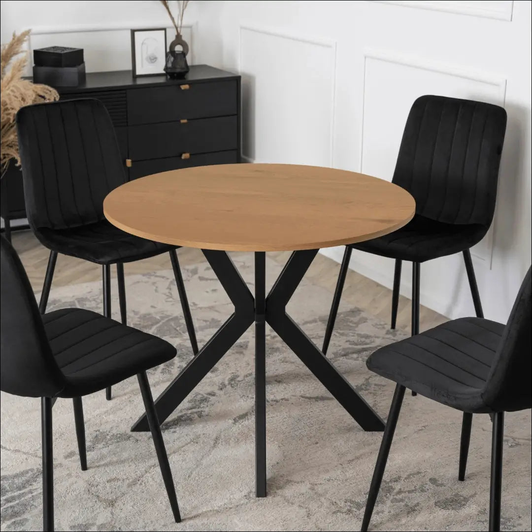 Stalas apvalus iš MDF juodos spalvos / ąžuolo 80 cm TE623 - €104 Save 15% 100-200, __label:Pristatymas 5-14 d.d.,