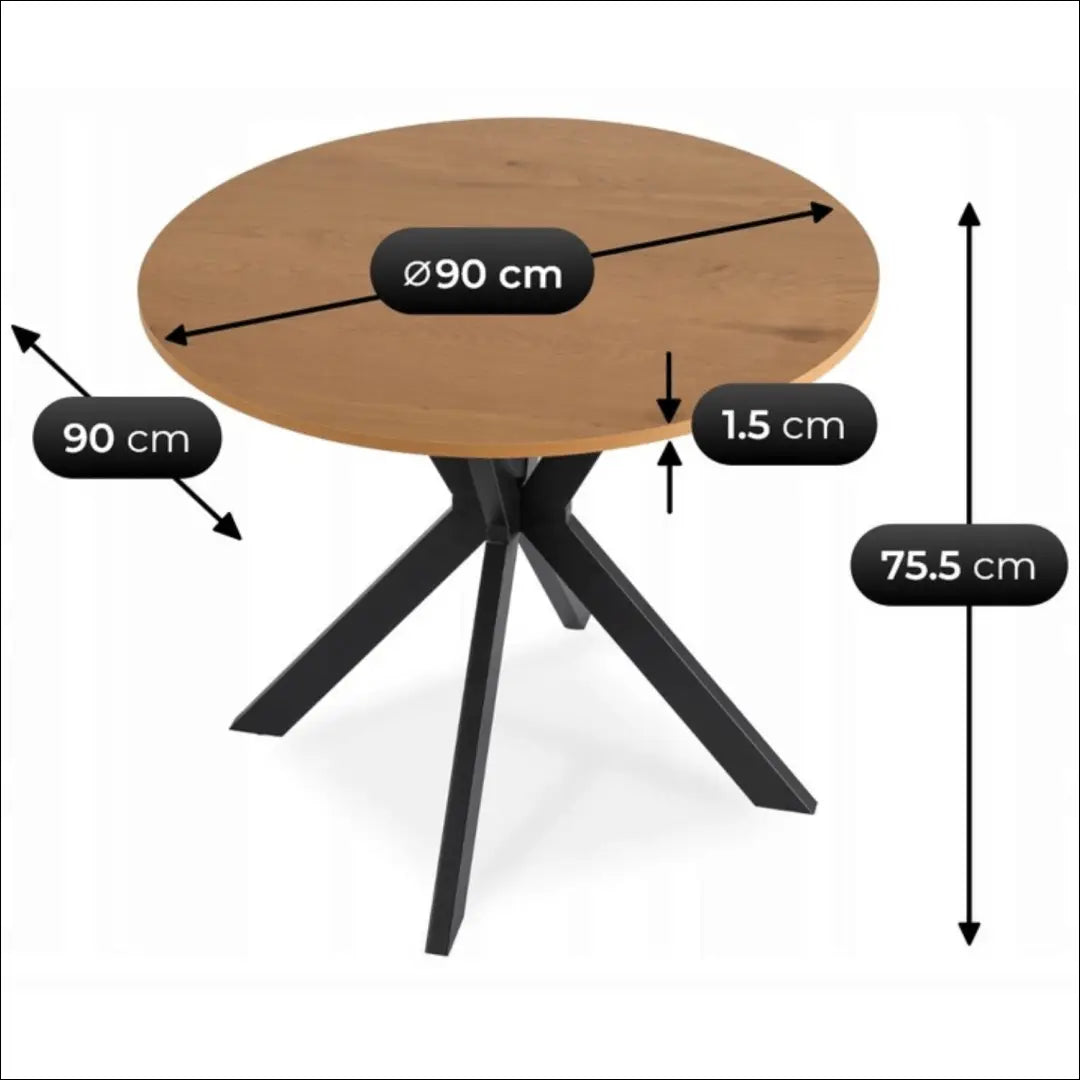Stalas apvalus iš MDF juodos spalvos / ąžuolo 90 cm TE619 - €118 Save 15% 100-200, __label:Pristatymas 5-14 d.d.,