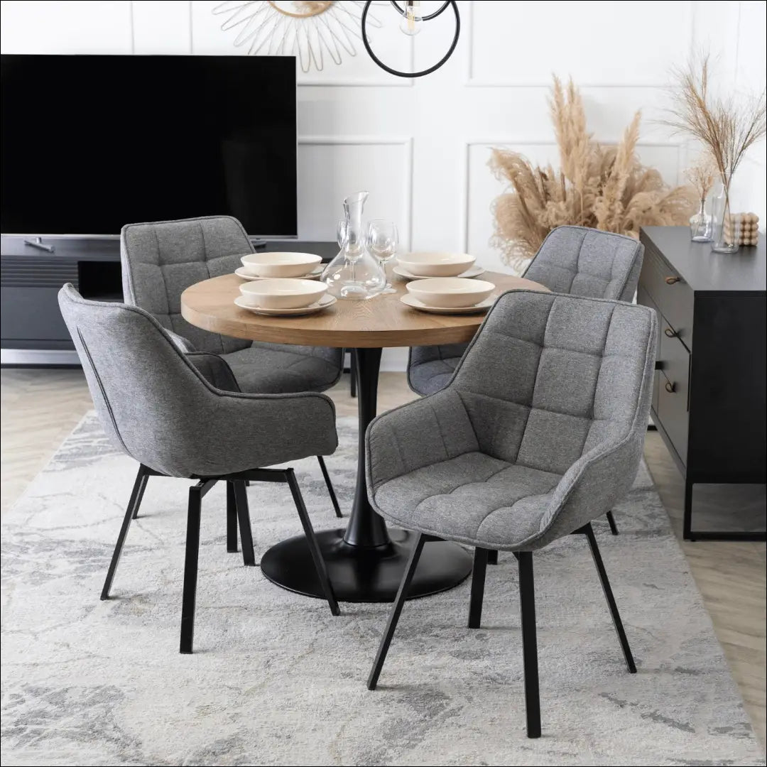 Stalas apvalus iš MDF juodos spalvos / riešuto 100 cm TE163 - €144 Save 15% 100-200, __label:Pristatymas 5-14 d.d.,