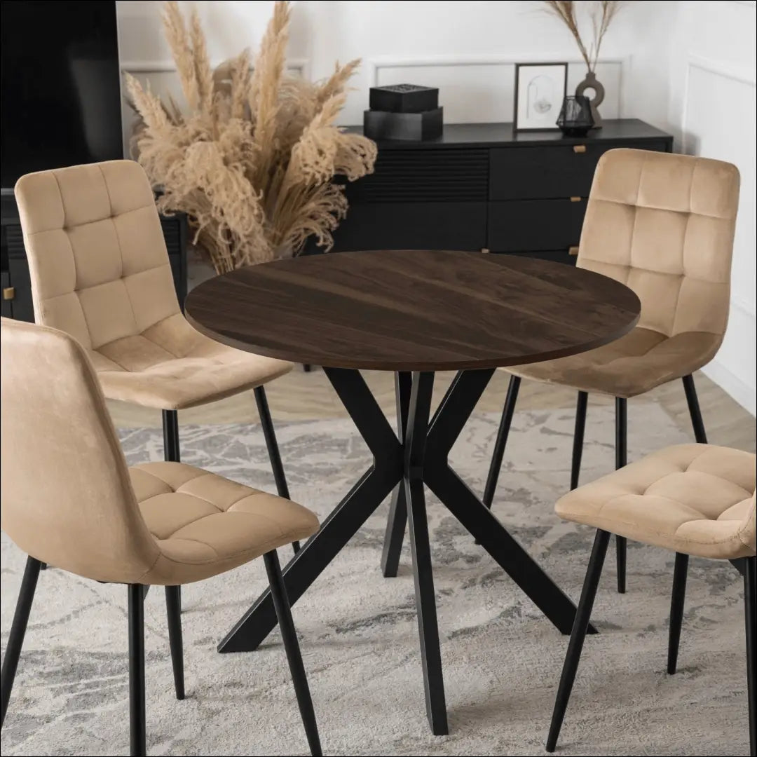 Stalas apvalus iš MDF juodos spalvos / riešuto 80 cm TE622 - €104 Save 15% 100-200, __label:Pristatymas 5-14 d.d.,