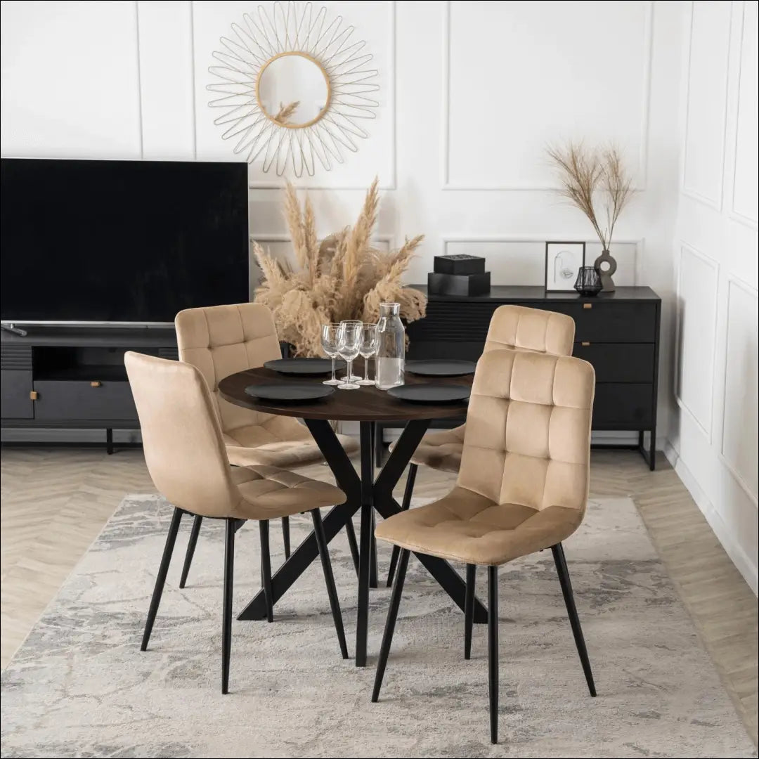 Stalas apvalus iš MDF juodos spalvos / riešuto 80 cm TE622 - €104 Save 15% 100-200, __label:Pristatymas 5-14 d.d.,