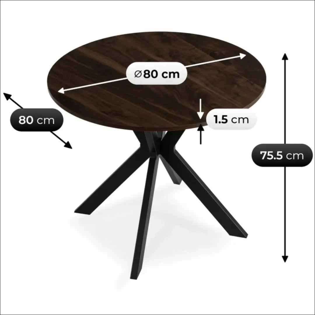 Stalas apvalus iš MDF juodos spalvos / riešuto 80 cm TE622 - €104 Save 15% 100-200, __label:Pristatymas 5-14 d.d.,