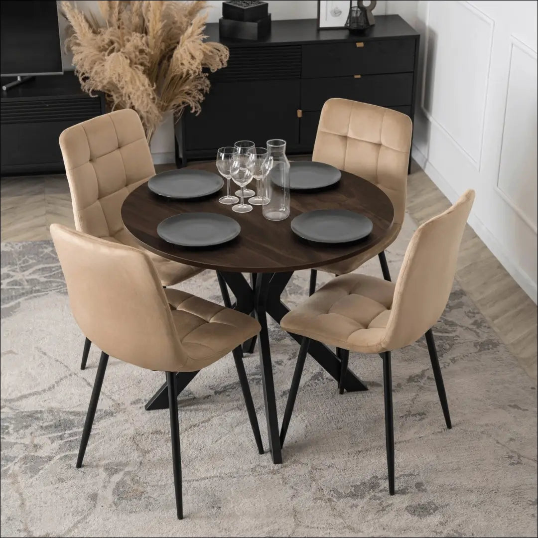 Stalas apvalus iš MDF juodos spalvos / riešuto 80 cm TE622 - €104 Save 15% 100-200, __label:Pristatymas 5-14 d.d.,