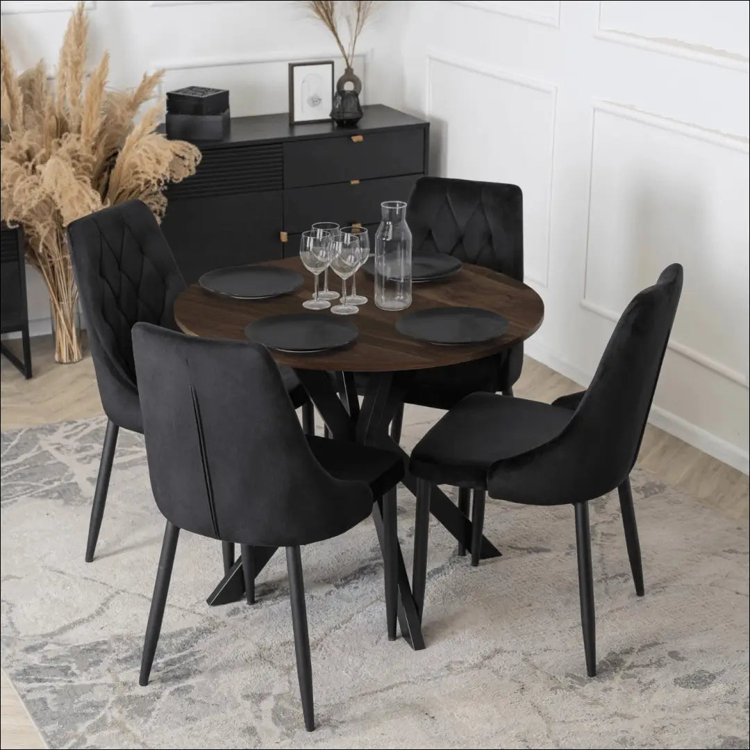 Stalas apvalus iš MDF juodos spalvos / riešuto 90 cm TE617 - €118 Save 15% 100-200, __label:Pristatymas 5-14 d.d.,