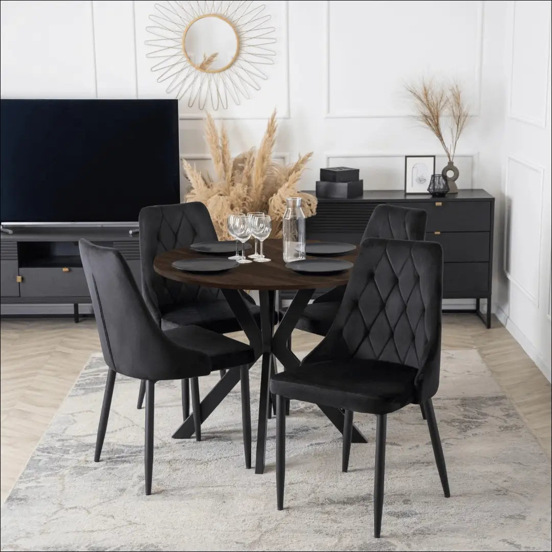 Stalas apvalus iš MDF juodos spalvos / riešuto 90 cm TE617 - €118 Save 15% 100-200, __label:Pristatymas 5-14 d.d.,