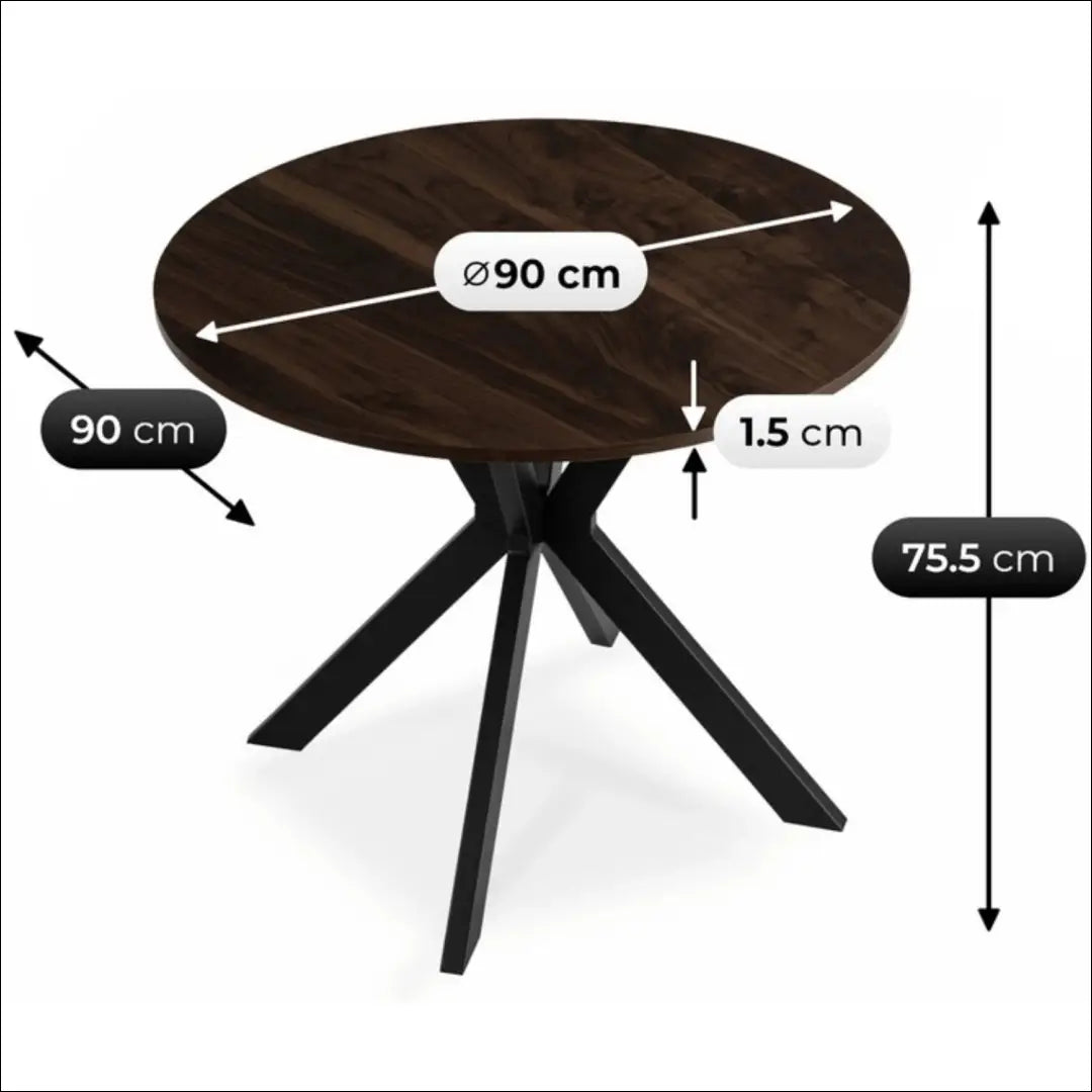 Stalas apvalus iš MDF juodos spalvos / riešuto 90 cm TE617 - €118 Save 15% 100-200, __label:Pristatymas 5-14 d.d.,