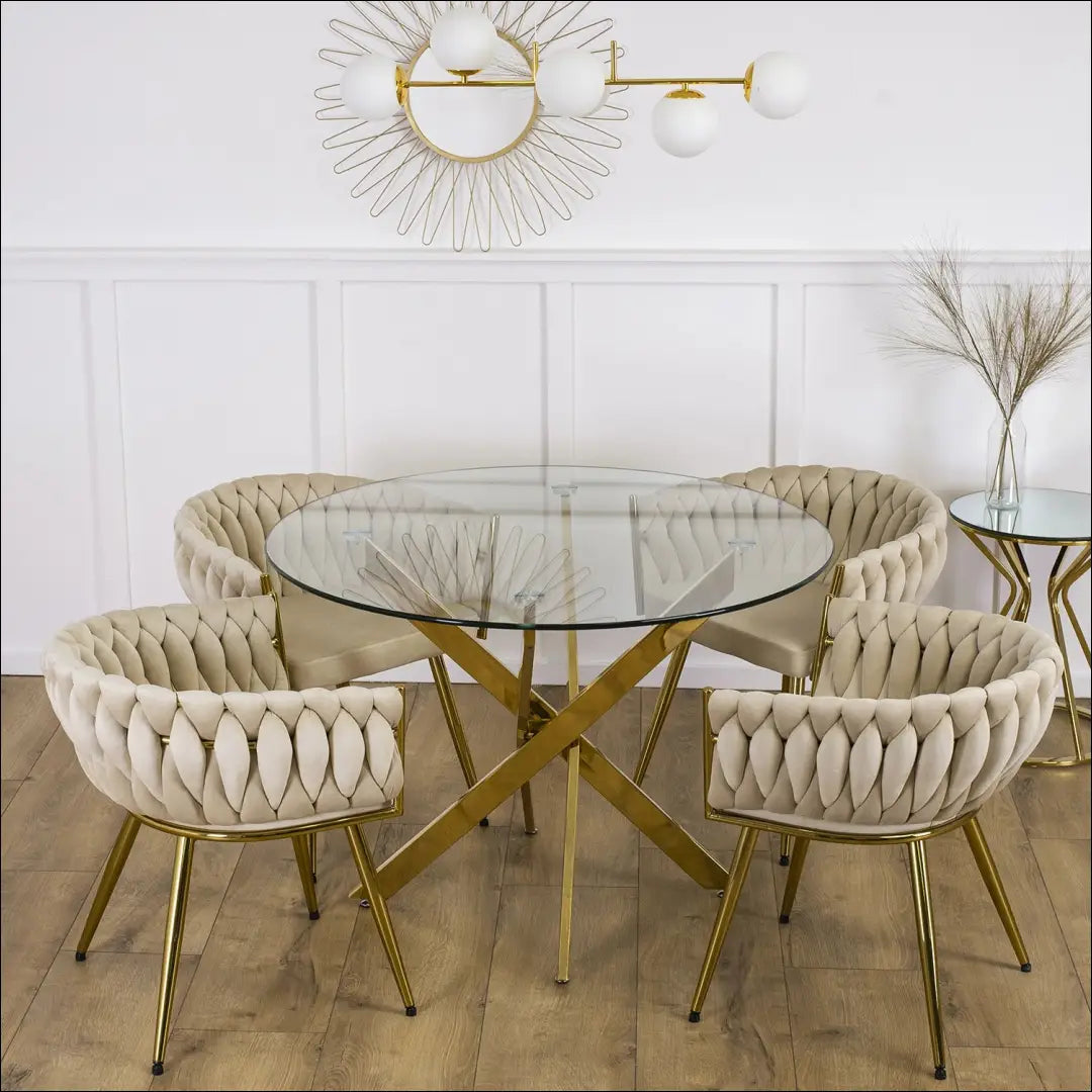 Stalas apvalus su stikliniu stalviršiu 110 cm TE186 - €156 Save 15% 100-200, __label:Pristatymas 5-14 d.d., elite,