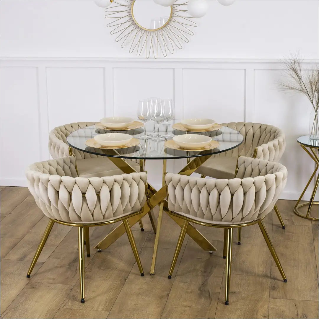 Stalas apvalus su stikliniu stalviršiu 110 cm TE186 - €156 Save 15% 100-200, __label:Pristatymas 5-14 d.d., elite,