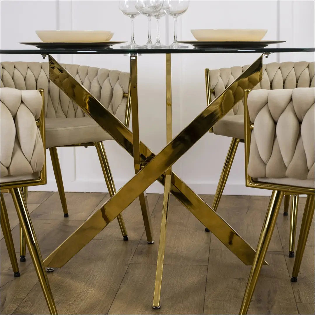 Stalas apvalus su stikliniu stalviršiu 110 cm TE186 - €156 Save 15% 100-200, __label:Pristatymas 5-14 d.d., elite,