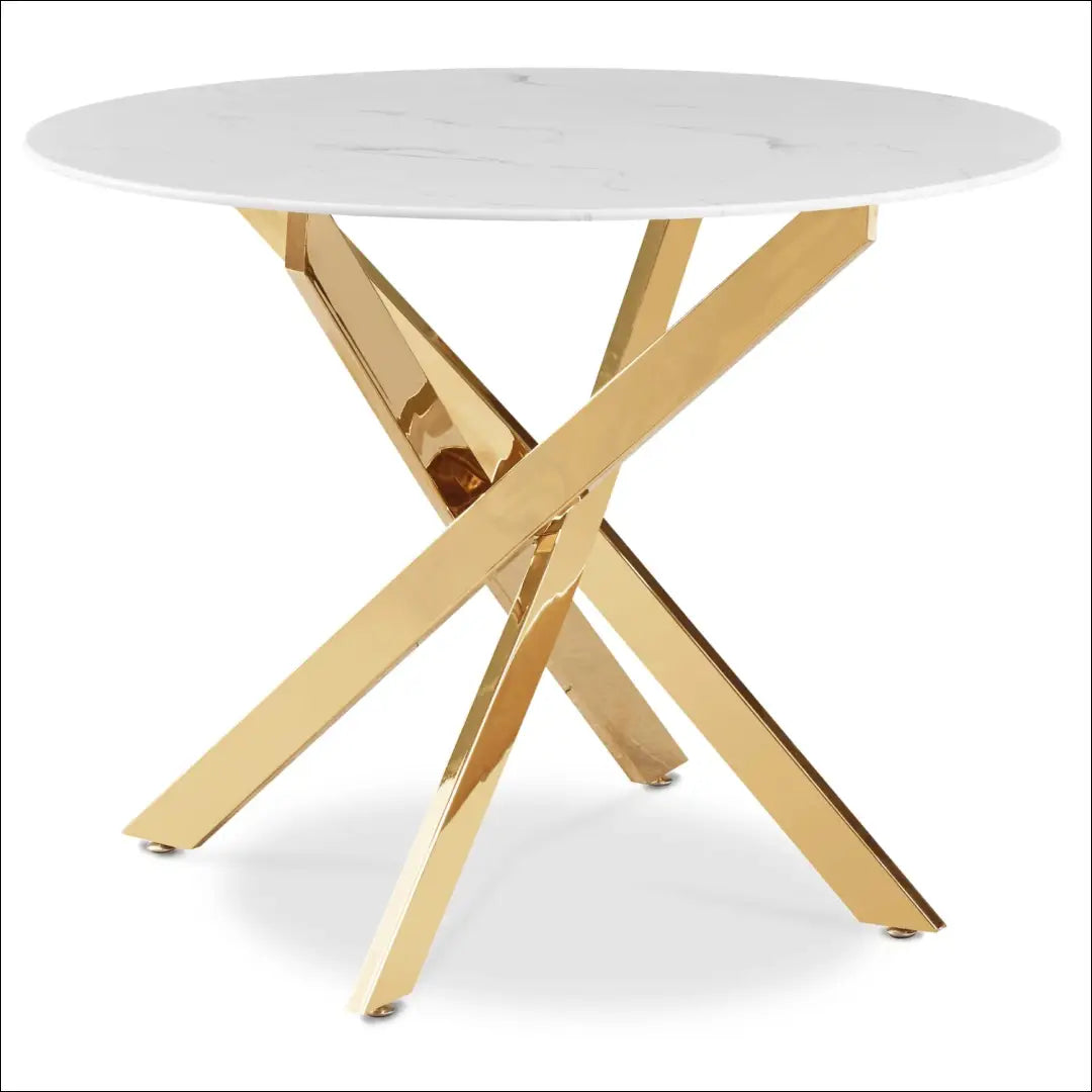 Stalas apvalus su stikliniu stalviršiu baltos spalvos / auksinės 100 cm TE529 - €171 Save 15% 100-200,