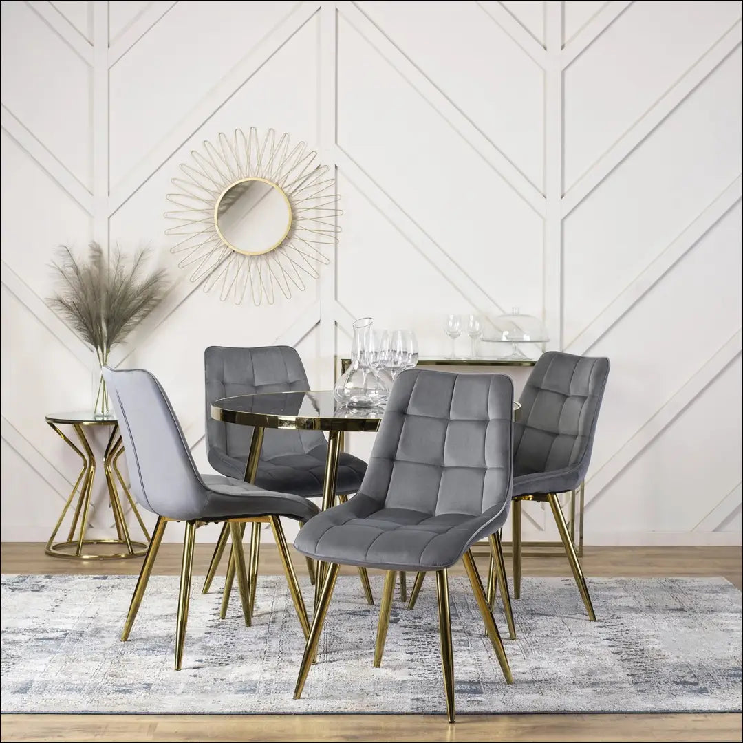 Stalas apvalus su stikliniu stalviršiu juodos spalvos / auksinės 100 cm TE160 - €149 Save 15% 100-200,