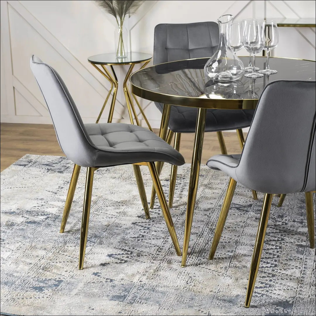 Stalas apvalus su stikliniu stalviršiu juodos spalvos / auksinės 100 cm TE160 - €149 Save 15% 100-200,