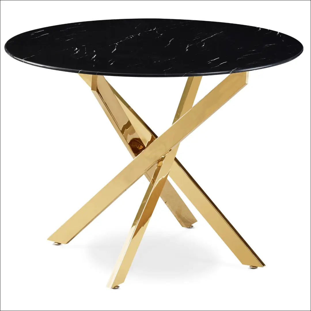 Stalas apvalus su stikliniu stalviršiu juodos spalvos / auksinės 100 cm TE530 - €171 Save 15% 100-200,