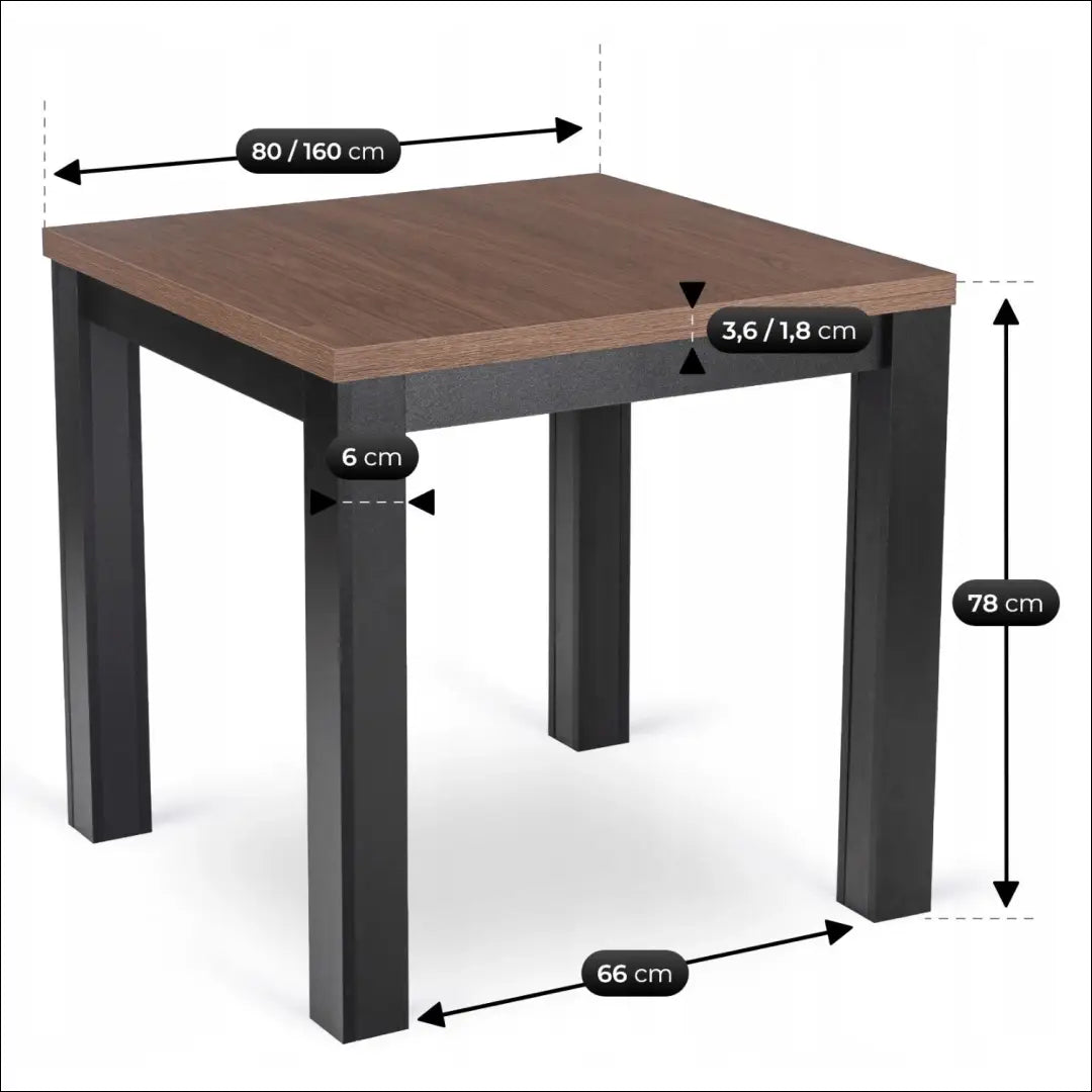 Stalas MAX 80-160 cm Nicea riešuto spalvos/juodas TE2554 - €162.26 Save 15% __label:Pristatymas 5-14 d.d., Newelite