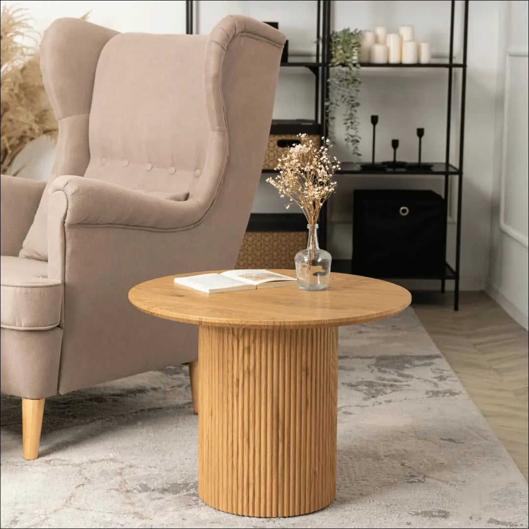 Staliukas apvalus iš MDF ąžuolo spalvos TE306 - €129 Save 15% 100-200, __label:Pristatymas 5-14 d.d., elite, uzsakomi,