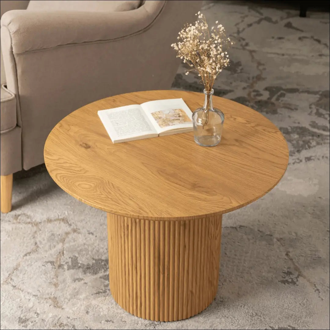 Staliukas apvalus iš MDF ąžuolo spalvos TE306 - €129 Save 15% 100-200, __label:Pristatymas 5-14 d.d., elite, uzsakomi,