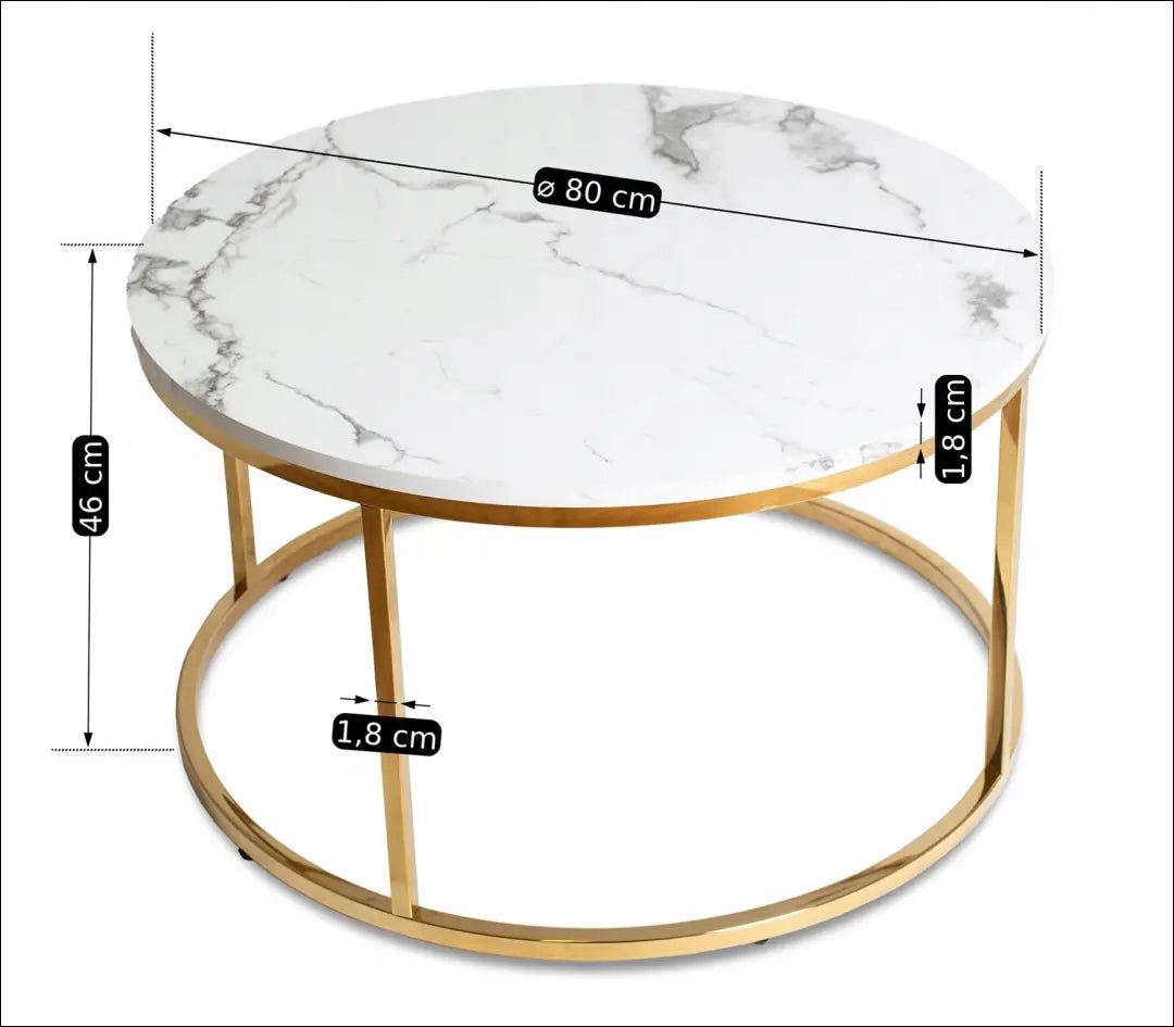 Staliukas apvalus iš MDF baltos spalvos / auksinės TE229 - €82 Save 15% 50-100, __label:Pristatymas 5-14 d.d., elite,