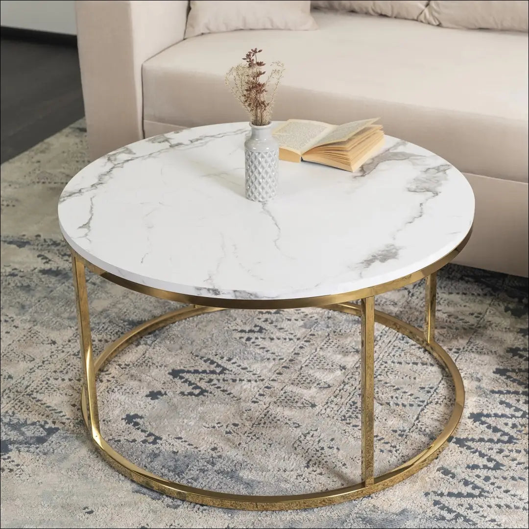 Staliukas apvalus iš MDF baltos spalvos / auksinės TE229 - €82 Save 15% 50-100, __label:Pristatymas 5-14 d.d., elite,