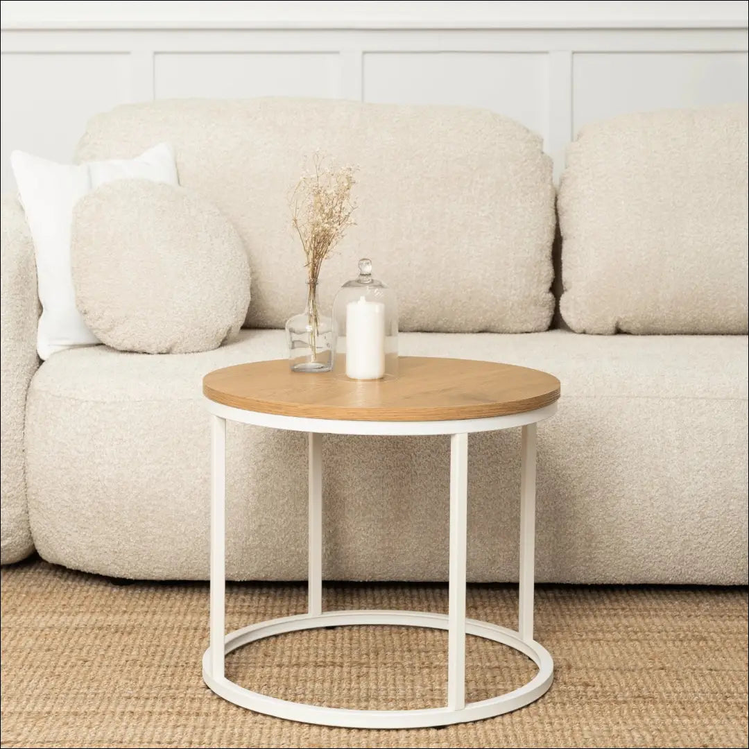 Staliukas apvalus iš MDF baltos spalvos / ąžuolo TE284 - €45 Save 15% 25-50, __label:Pristatymas 5-14 d.d., elite,