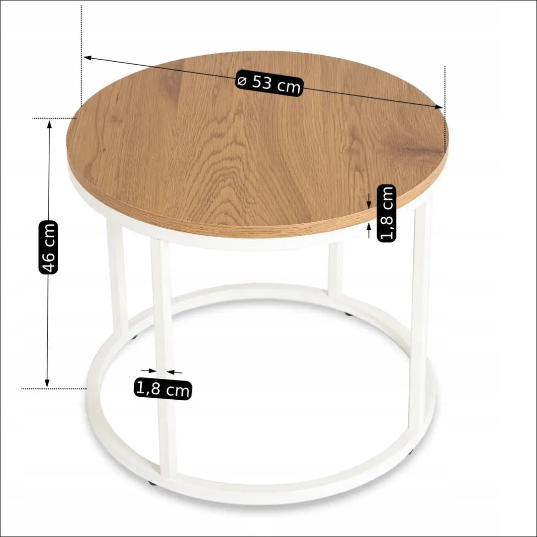 Staliukas apvalus iš MDF baltos spalvos / ąžuolo TE284 - €45 Save 15% 25-50, __label:Pristatymas 5-14 d.d., elite,