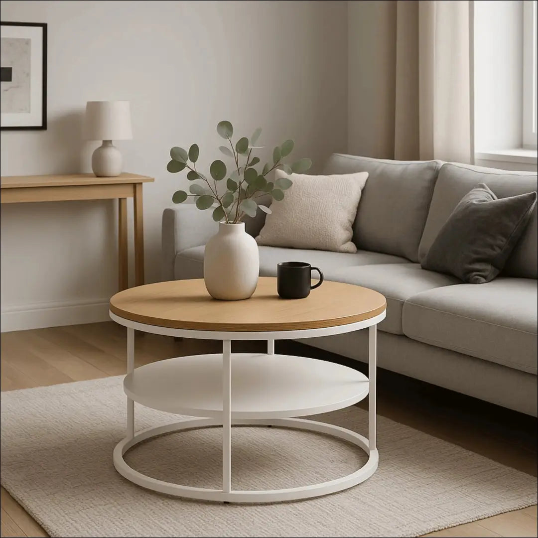 Staliukas apvalus iš MDF baltos spalvos / ąžuolo TE497 - €95 Save 15% 50-100, __label:Pristatymas 5-14 d.d., elite,