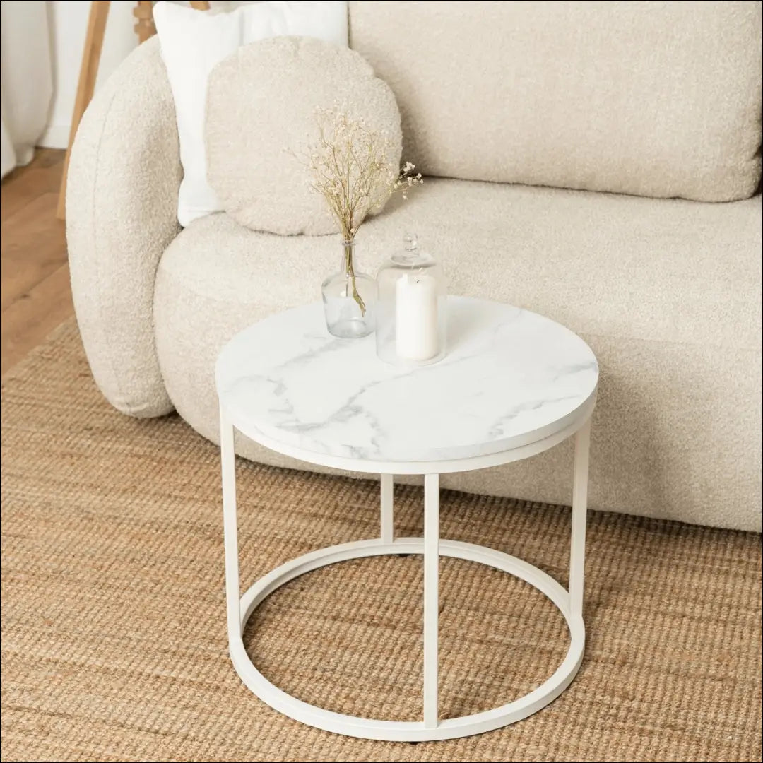 Staliukas apvalus iš MDF baltos spalvos / marmuro TE282 - €46 Save 15% 25-50, __label:Pristatymas 5-14 d.d., elite,