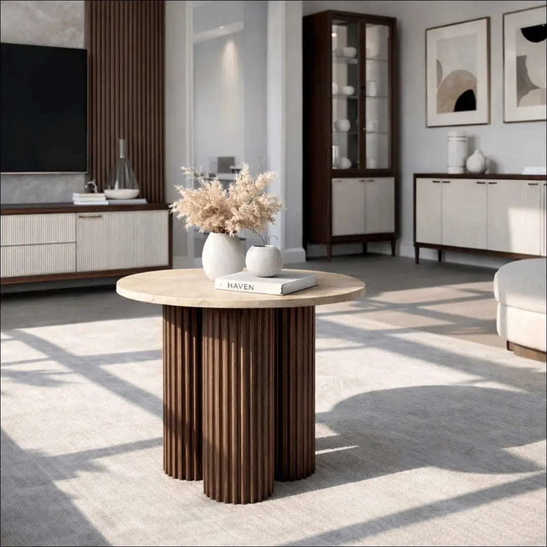Staliukas apvalus su keraminiu stalviršiu riešuto spalvos 50 cm TE1252 - €168 Save 15% 100-200, __label:Pristatymas