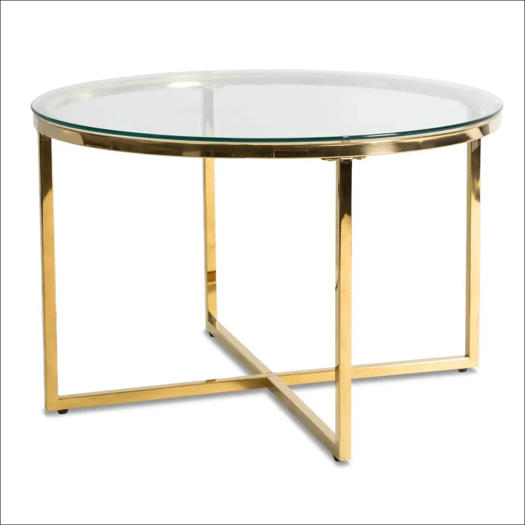 Staliukas apvalus su stikliniu stalviršiu auksinės spalvos TE494 - €97 Save 15% 50-100, __label:Pristatymas 5-14 d.d.,