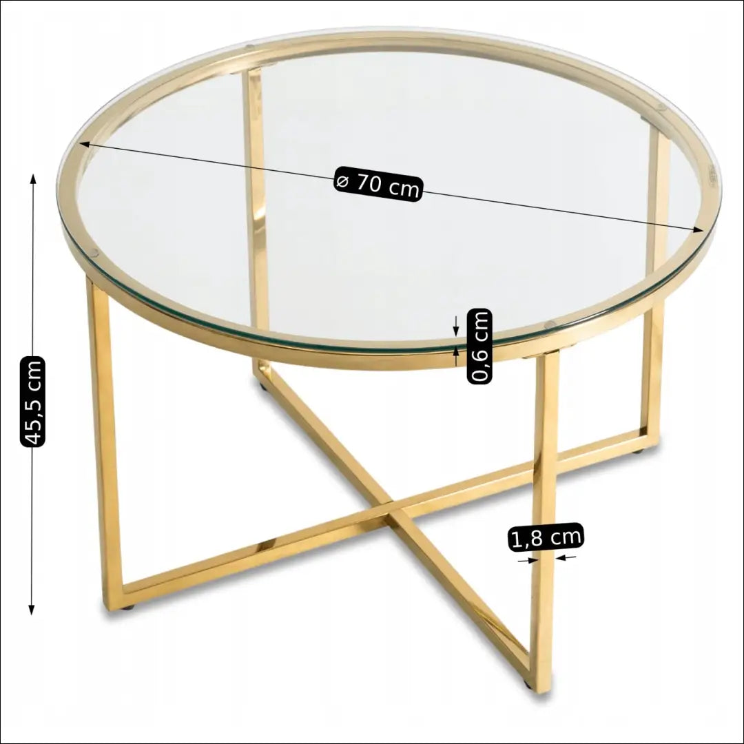 Staliukas apvalus su stikliniu stalviršiu auksinės spalvos TE494 - €97 Save 15% 50-100, __label:Pristatymas 5-14 d.d.,