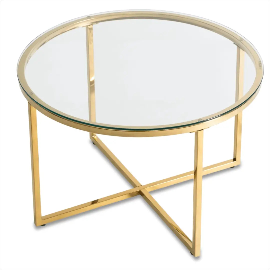 Staliukas apvalus su stikliniu stalviršiu auksinės spalvos TE494 - €97 Save 15% 50-100, __label:Pristatymas 5-14 d.d.,