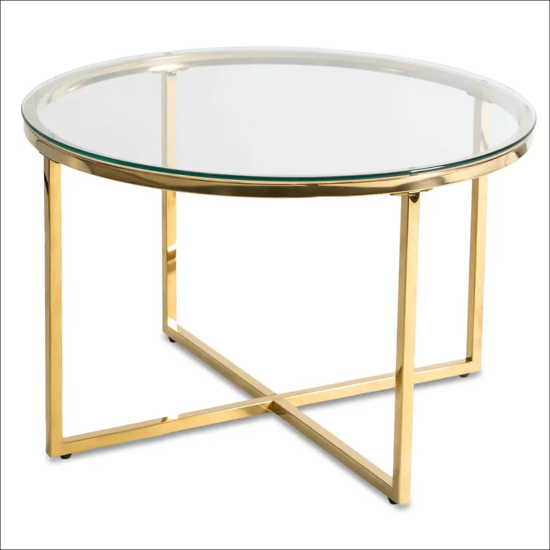 Staliukas apvalus su stikliniu stalviršiu auksinės spalvos TE494 - €97 Save 15% 50-100, __label:Pristatymas 5-14 d.d.,