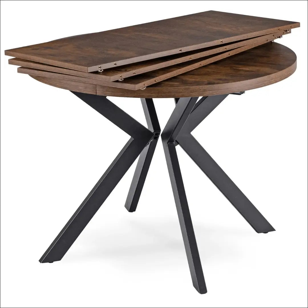 Stalo 100–250 cm kaimiško ąžuolo/juodos spalvos ir 4 rudų kėdžių komplektas TE2436 - €532.09 Save 15%