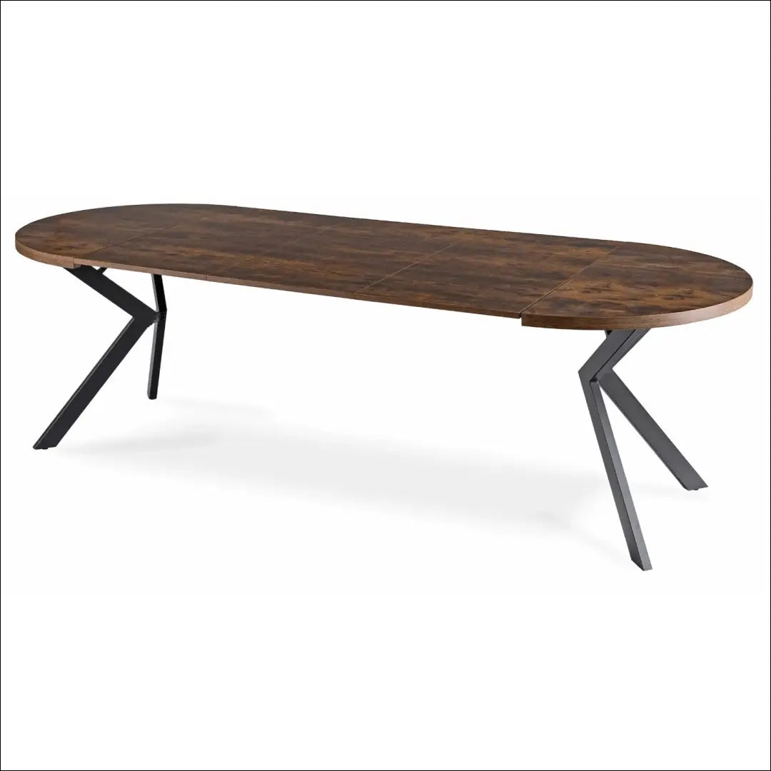 Stalo 100–250 cm kaimiško ąžuolo/juodos spalvos ir 4 rudų kėdžių komplektas TE2436 - €532.09 Save 15%