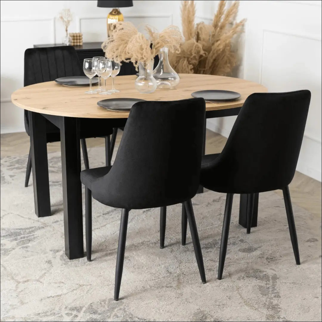 Stalo 102–142 cm „Artisan Oak/Black“ ir 4 juodų kėdžių komplektas TE2412 - €351 Save 15% __label:Pristatymas 5-14 d.d.,