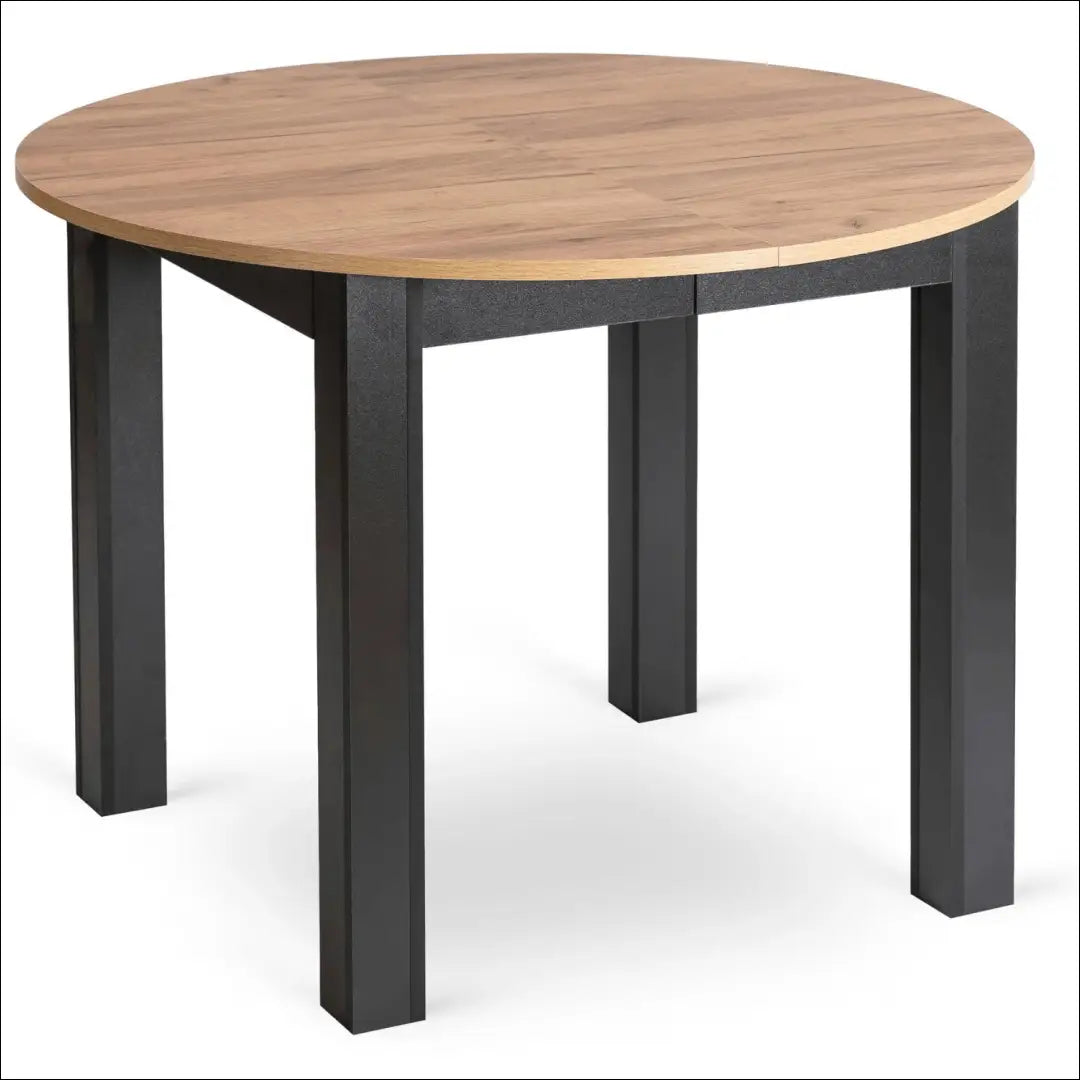 Stalo 102–142 cm ąžuolo spalvos/juodo atspalvio ir 4 kėdžių pilkų komplektas TE2420 - €325 Save 15% __label:Pristatymas