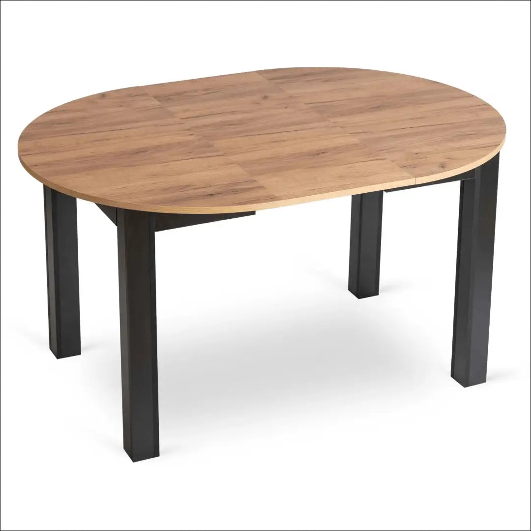 Stalo 102–142 cm ąžuolo spalvos/juodos spalvos ir 6 smėlio kėdžių komplektas TE2424 - €355.78 Save 15%