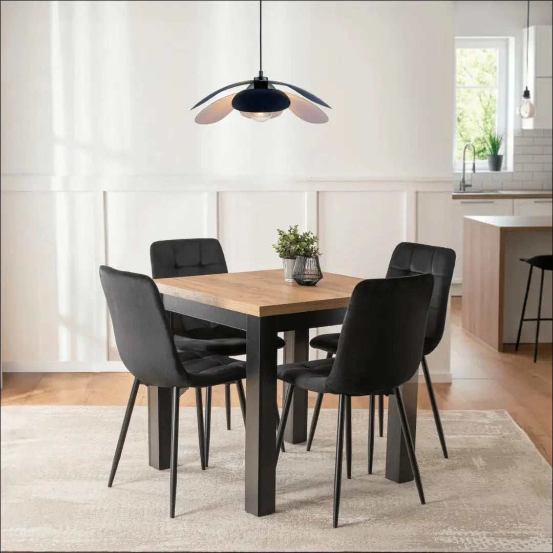 Stalo 80–160 cm ąžuolo spalvos/juodos spalvos ir 4 juodų kėdžių komplektas TE2414 - €292.49 Save 15%