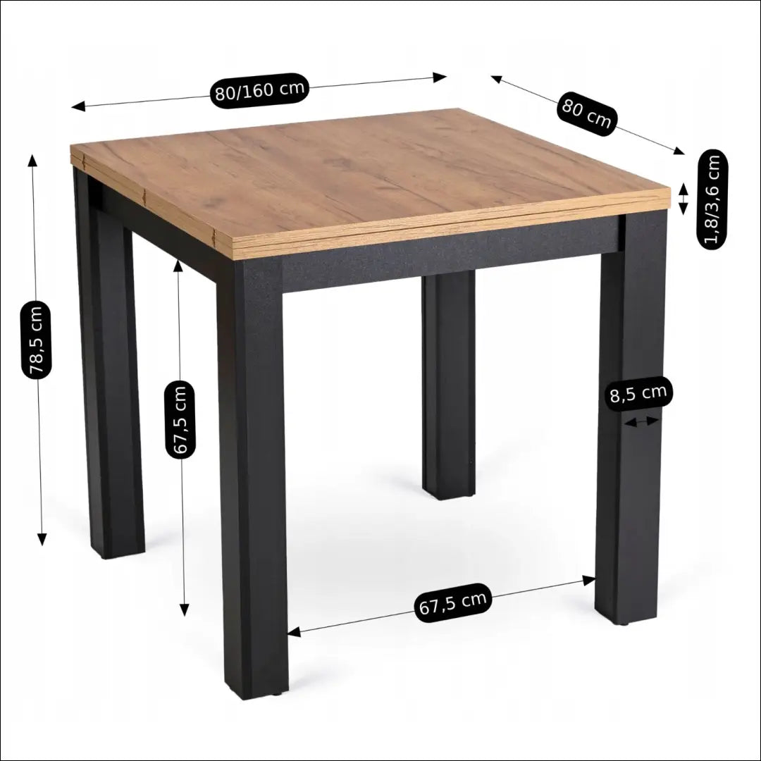 Stalo 80–160 cm ąžuolo spalvos/juodos spalvos ir 6 juodų kėdžių komplektas TE2415 - €355.78 Save 15%