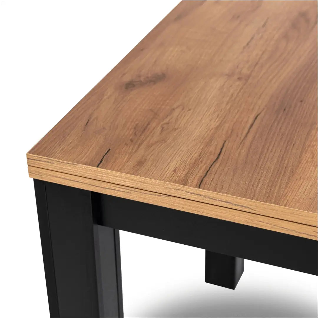 Stalo 80–160 cm ąžuolo spalvos/juodos spalvos ir 6 juodų kėdžių komplektas TE2415 - €355.78 Save 15%