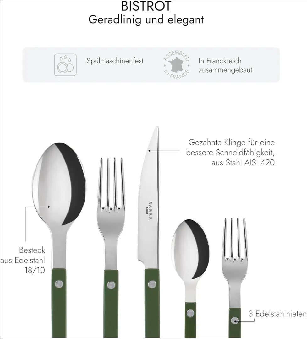 Stalo įrankių komplektas (6 asmenims) DI10712 - €117 Save 50% 100-200, __label:Pristatymas 1-2 d.d., color-zalia,