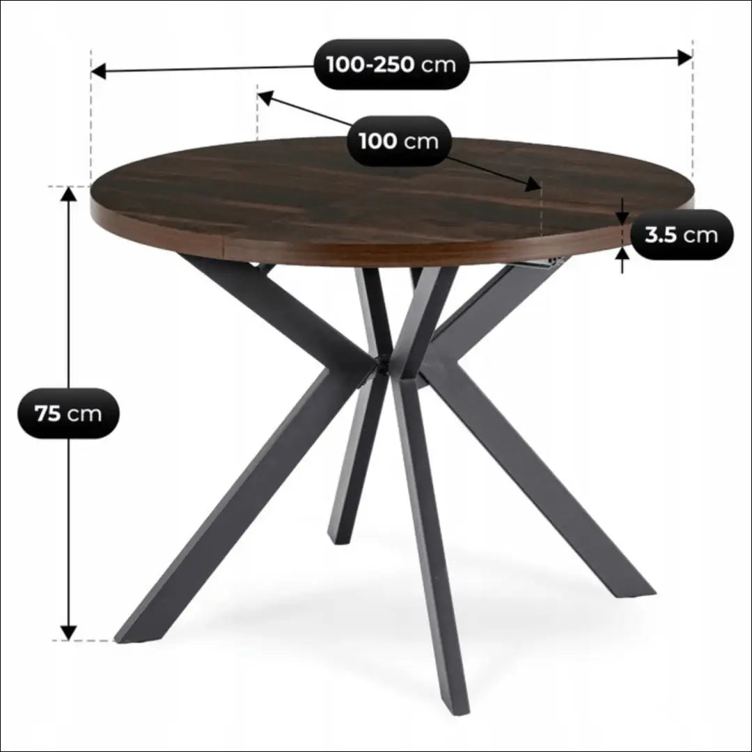 Stalų komplektas 100–250 cm riešuto spalvos/juodas ir 4 juodos kėdės TE2435 - €469 Save 15% __label:Pristatymas 5-14