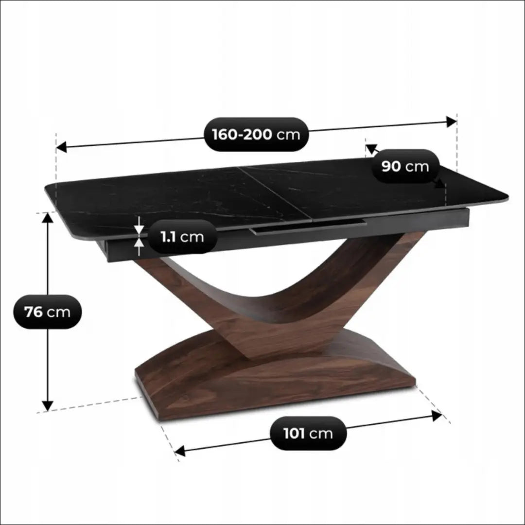 Stalų komplektas 160–200 cm juodas/riešutmedžio spalvos ir 4 rudos kėdės TE2429 - €723 Save 15% __label:Pristatymas