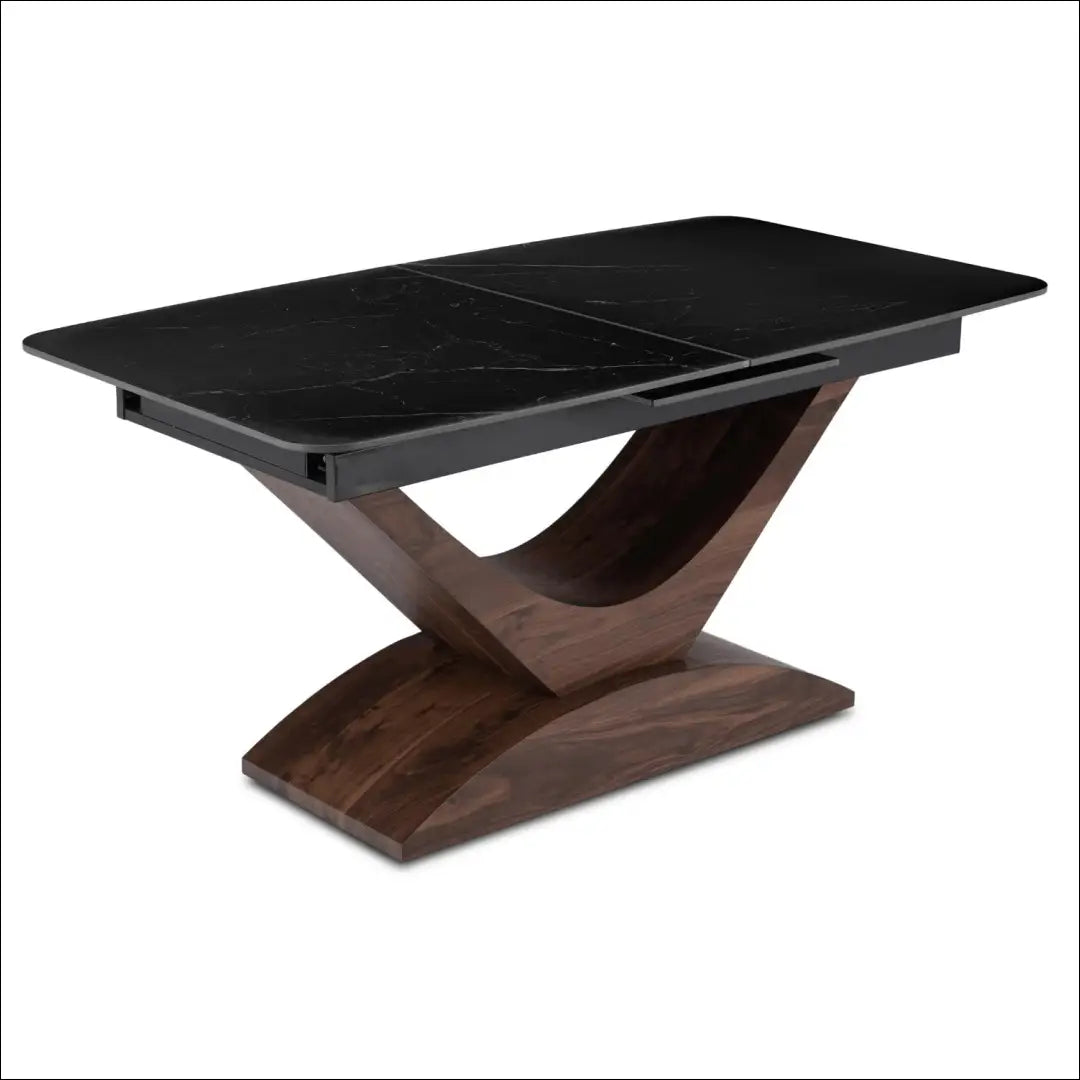 Stalų komplektas 160–200 cm juodas/riešutmedžio spalvos ir 4 rudos kėdės TE2429 - €723 Save 15% __label:Pristatymas