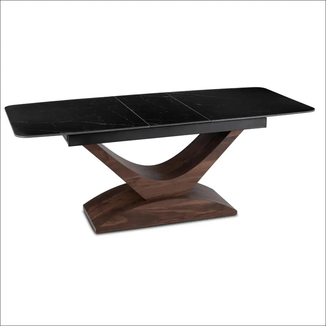 Stalų komplektas 160–200 cm juodas/riešutmedžio spalvos ir 4 rudos kėdės TE2429 - €723 Save 15% __label:Pristatymas
