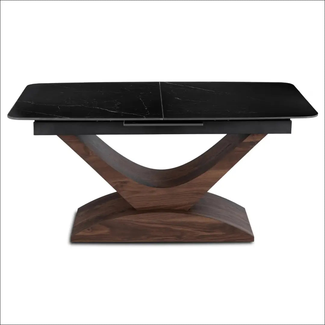 Stalų komplektas 160–200 cm juodas/riešutmedžio spalvos ir 4 rudos kėdės TE2429 - €723 Save 15% __label:Pristatymas