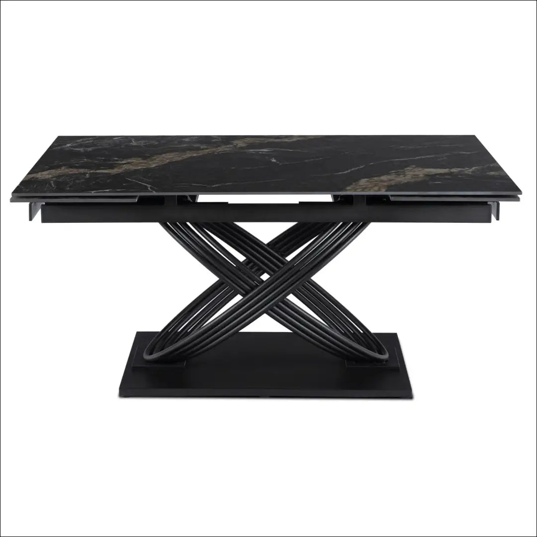 Stalų komplektas 160–240 cm juodas marmuras/juodas ir 4 kreminės spalvos kėdės TE2445 - €990.75 Save 15%