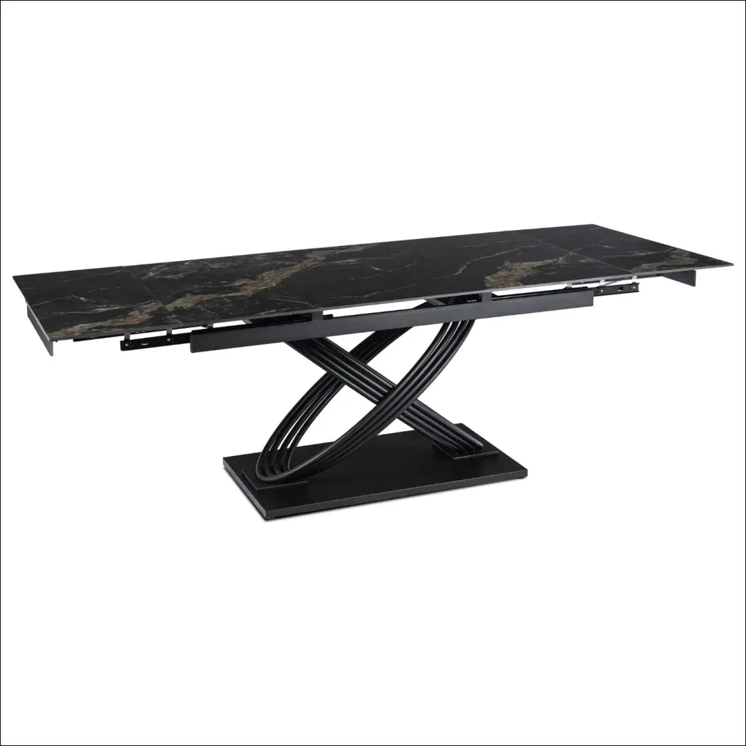 Stalų komplektas 160–240 cm juodas marmuras/juodas ir 4 kreminės spalvos kėdės TE2445 - €990.75 Save 15%